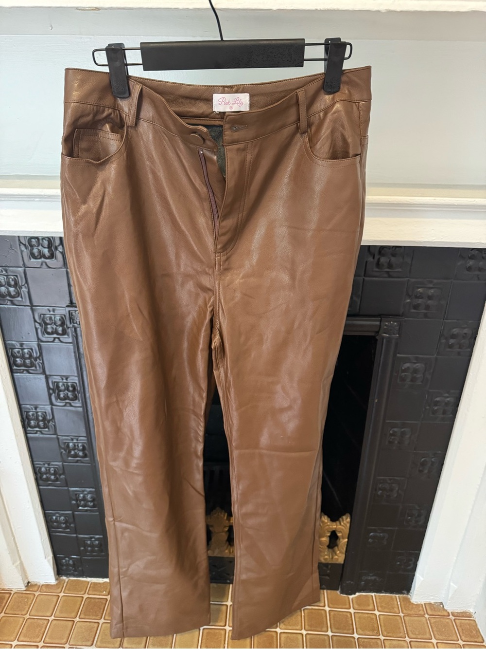 Faux Leather Women’s Pants in Brown